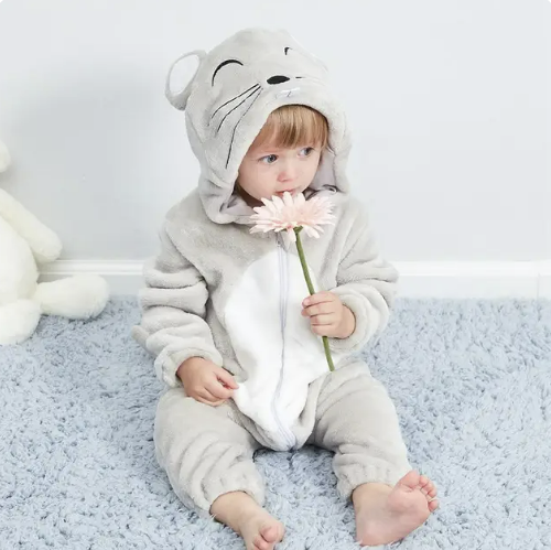 Combinezon din fleece pentru bebeluși | Design în straturi cu glugă | Salopetă confortabilă cu fermoar | CuddleZoo