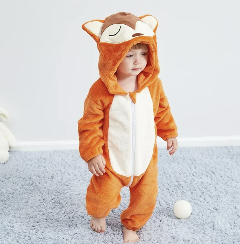 Combinezon din fleece pentru bebeluși | Design în straturi cu glugă | Salopetă confortabilă cu fermoar | CuddleZoo
