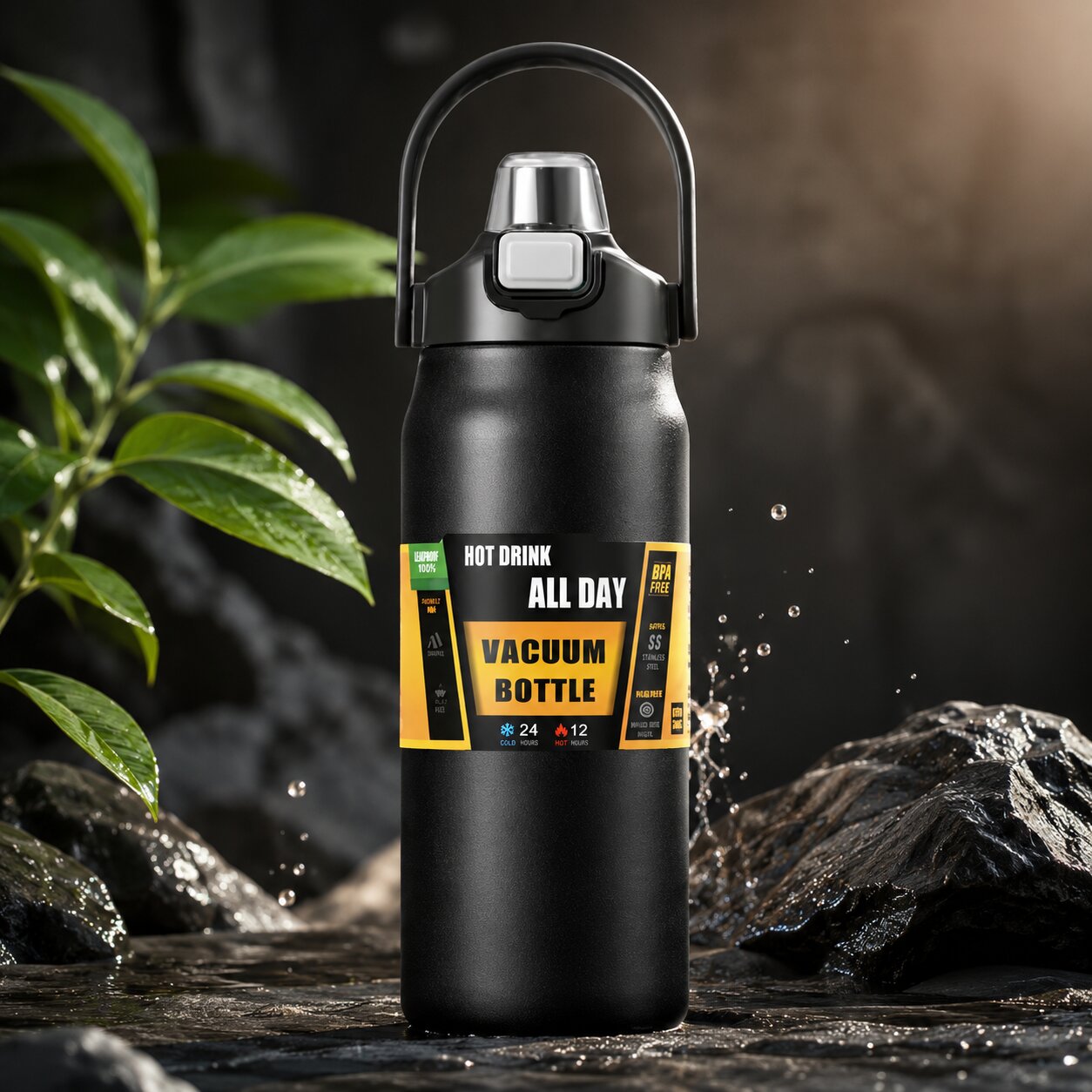 Thermosflasche mit Strohhalm | Edelstahl | Isoliert für Büro, Sport & Reisen | ThermoFlow