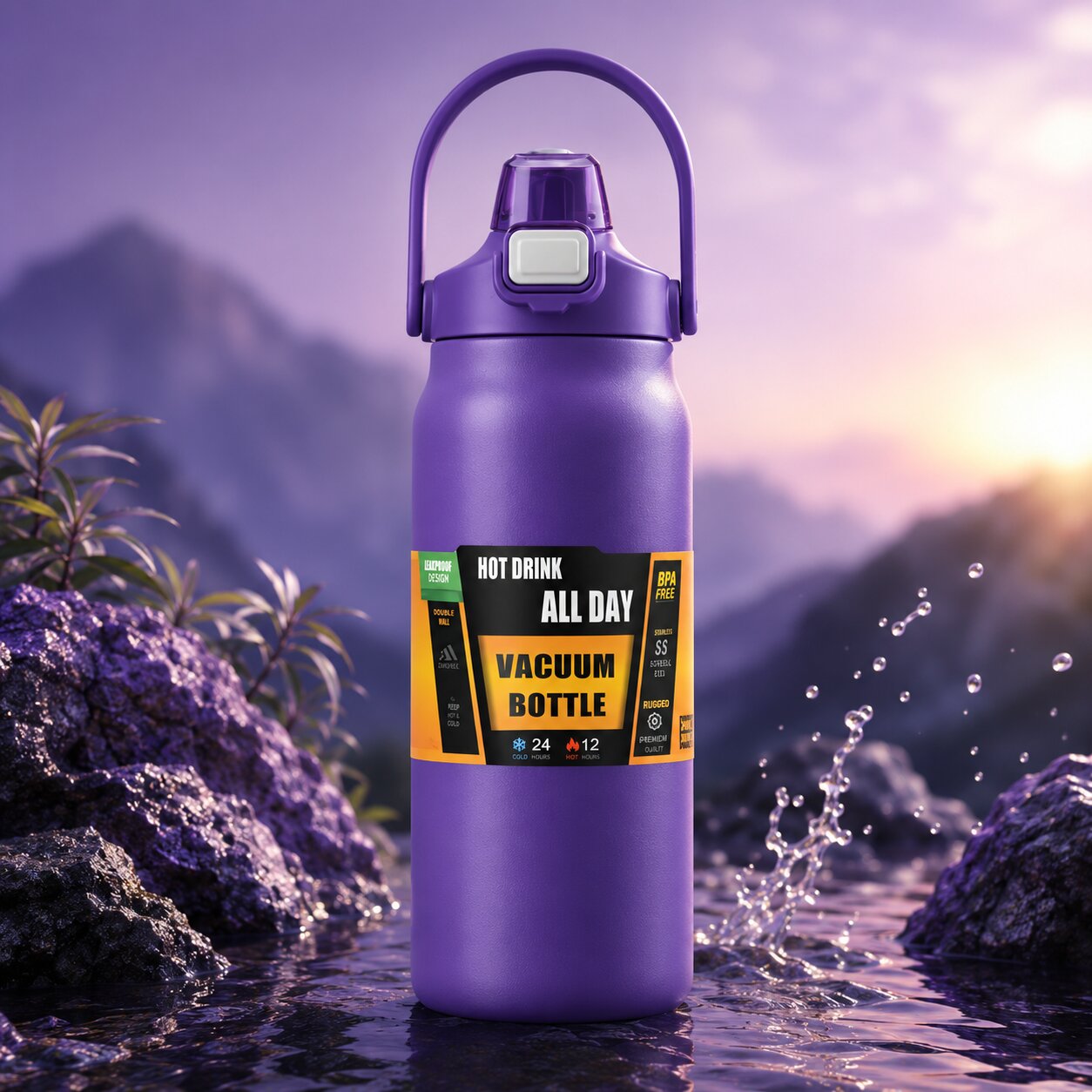 Thermosflasche mit Strohhalm | Edelstahl | Isoliert für Büro, Sport & Reisen | ThermoFlow