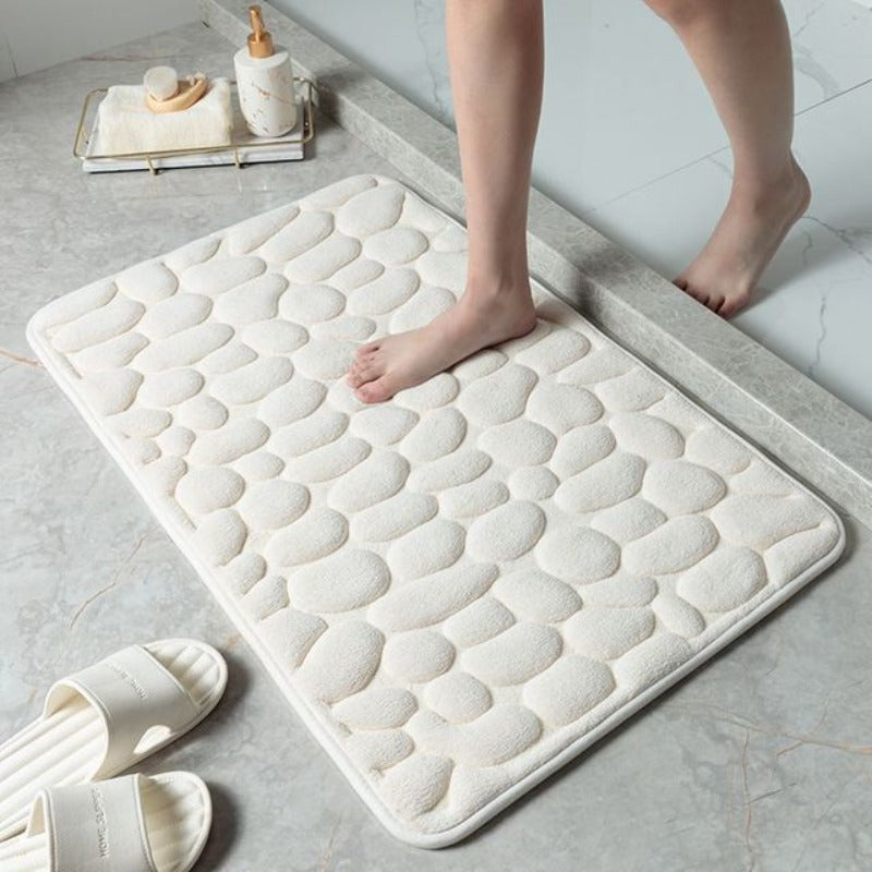 Nahaufnahme der weichen Oberfläche der Memory-Foam-Badematte