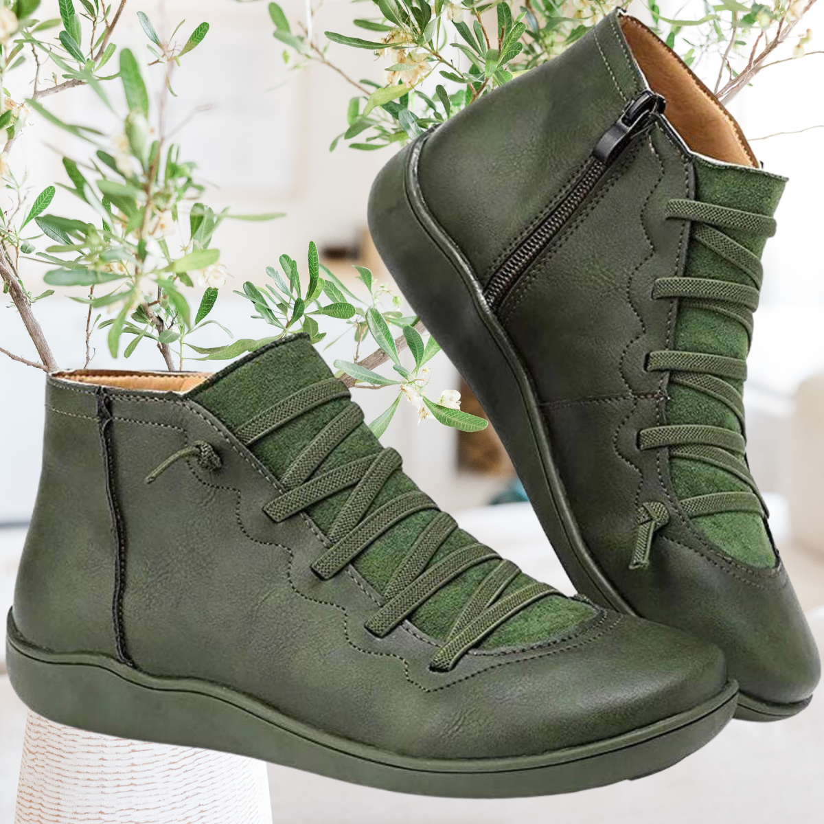 Alvarie™ - Die Vintage Schnürstiefel aus echtem Leder mit Fell