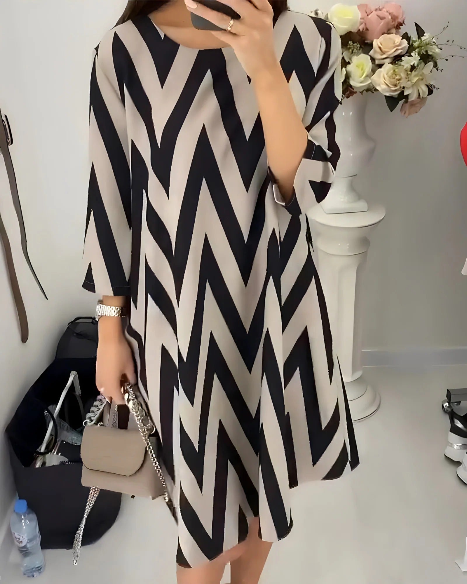 Elira™ - Stilvolles gemustertes Kleid mit 3/4 Ärmeln