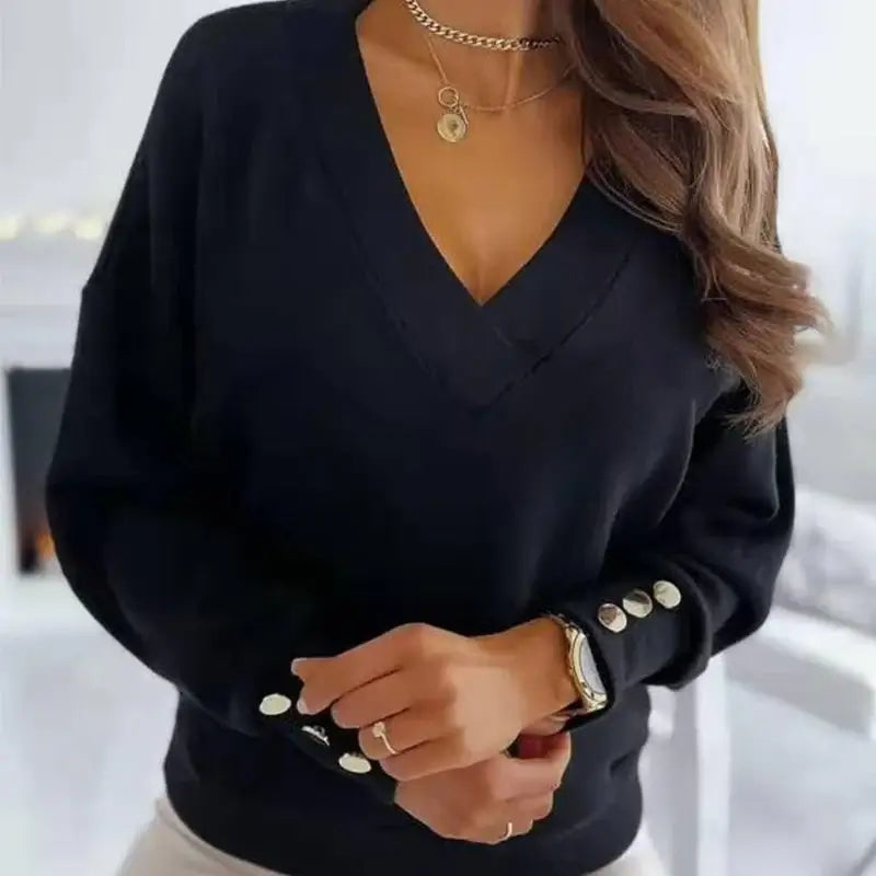 Elise™ - Langarmpullover mit V-Ringen und Details