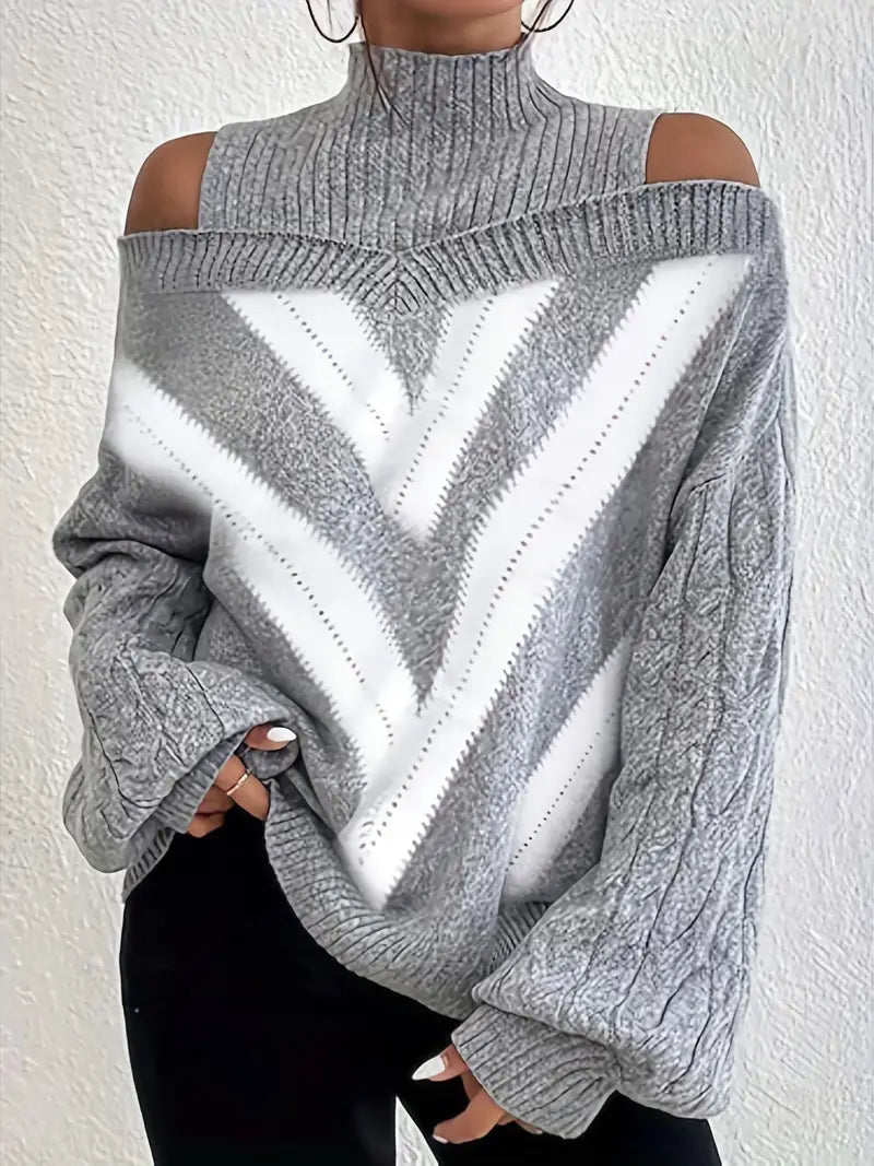Grace - Pullover mit kalten Schultern und geometrischem Muster