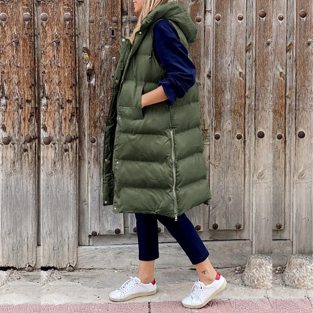 Maple™ - Langer ärmelloser Baumwollmantel mit Kapuze