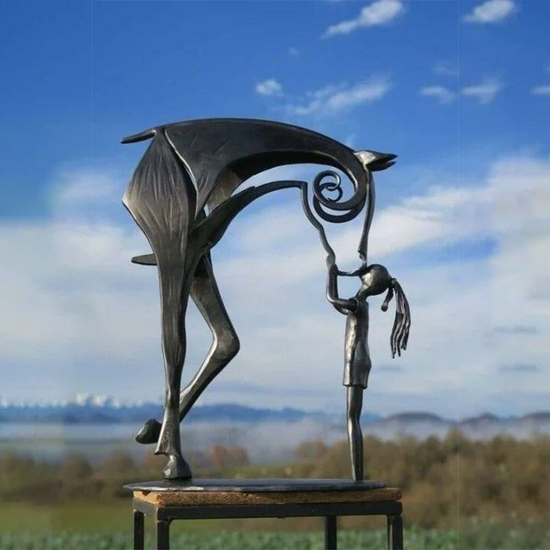 Escultura de cavalo em metal | Artesanato para jardim | Proteção contra ferrugem | Sculpterra