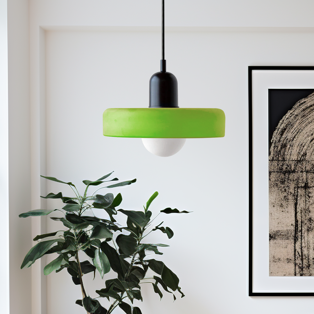 Glas-Pendelleuchte Bauhaus-Stil | Rundes Buntglas mit verstellbarer Hängehöhe | Ideal für Wohnzimmer, Küche und Flur 53