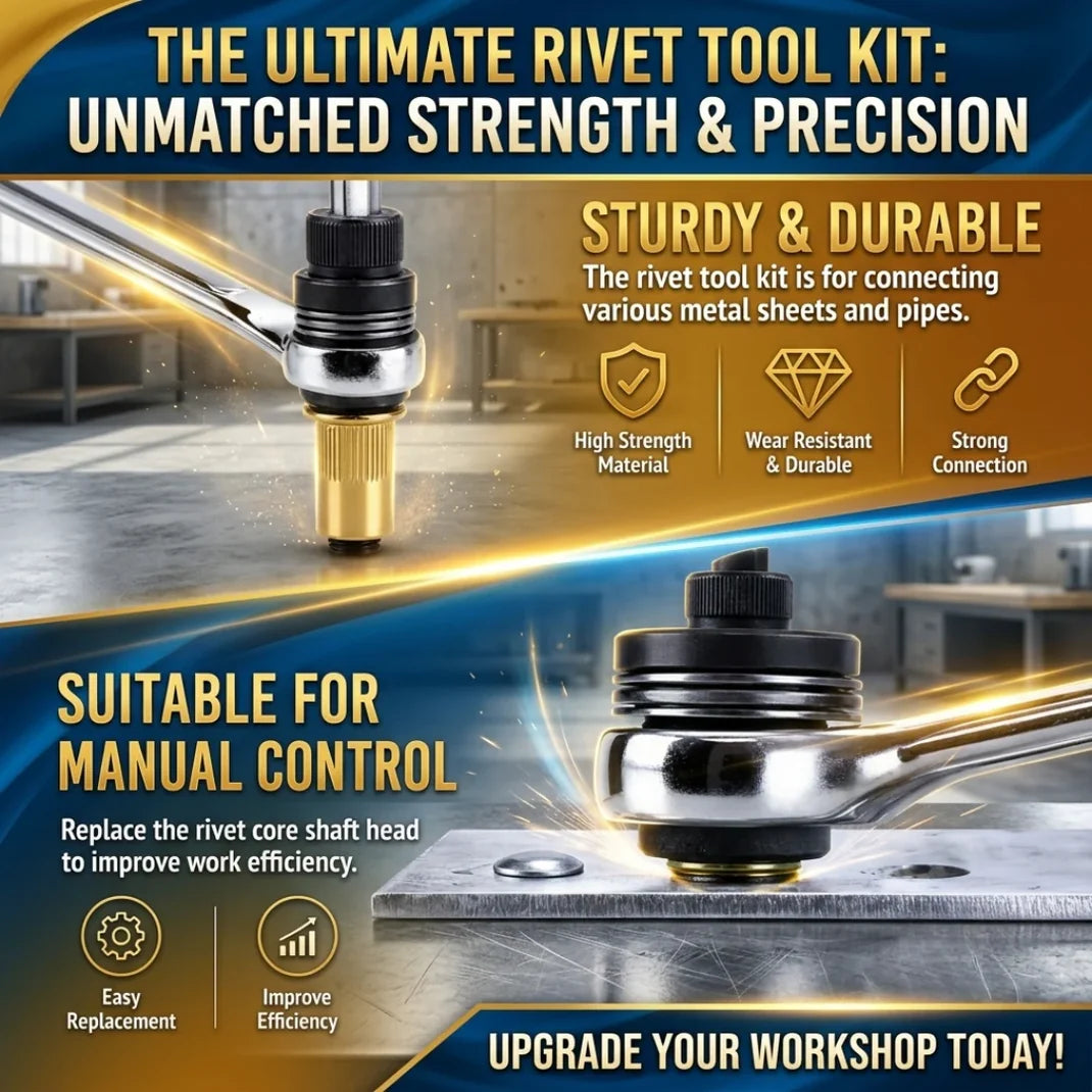 Countersunk Nut Tool Set | M3 to M8 with Storage Box | Assorted Attachments with Diagram | RivetPro