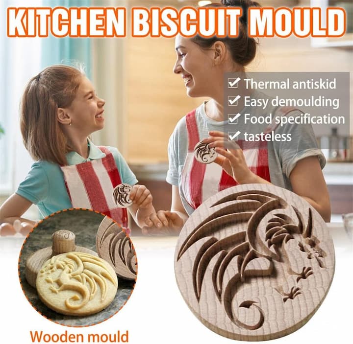 Ausstechform mit Prägung aus Holz | Detailreiche 3D Motive für Kekse und Plätzchen | Ideal für Feste und gemeinsames Backen 1