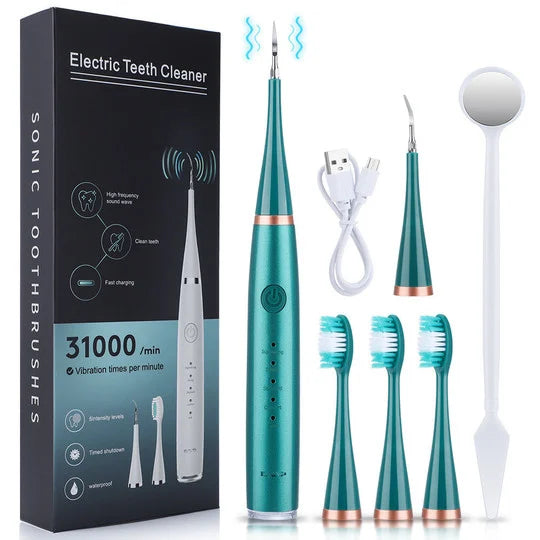 Nettoyage des dents | Nettoyeur dentaire électrique à ultrasons | 5 niveaux avec 3 embouts | Brightonic