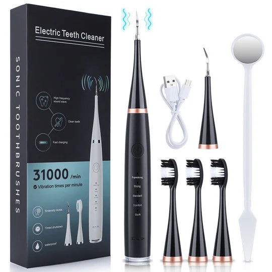 Nettoyage des dents | Nettoyeur dentaire électrique à ultrasons | 5 niveaux avec 3 embouts | Brightonic