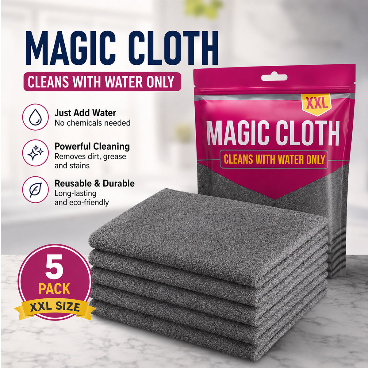 Microfiber Cleaning Cloth | Cleans With Water Only | Removes Grease & Stains | PurClean