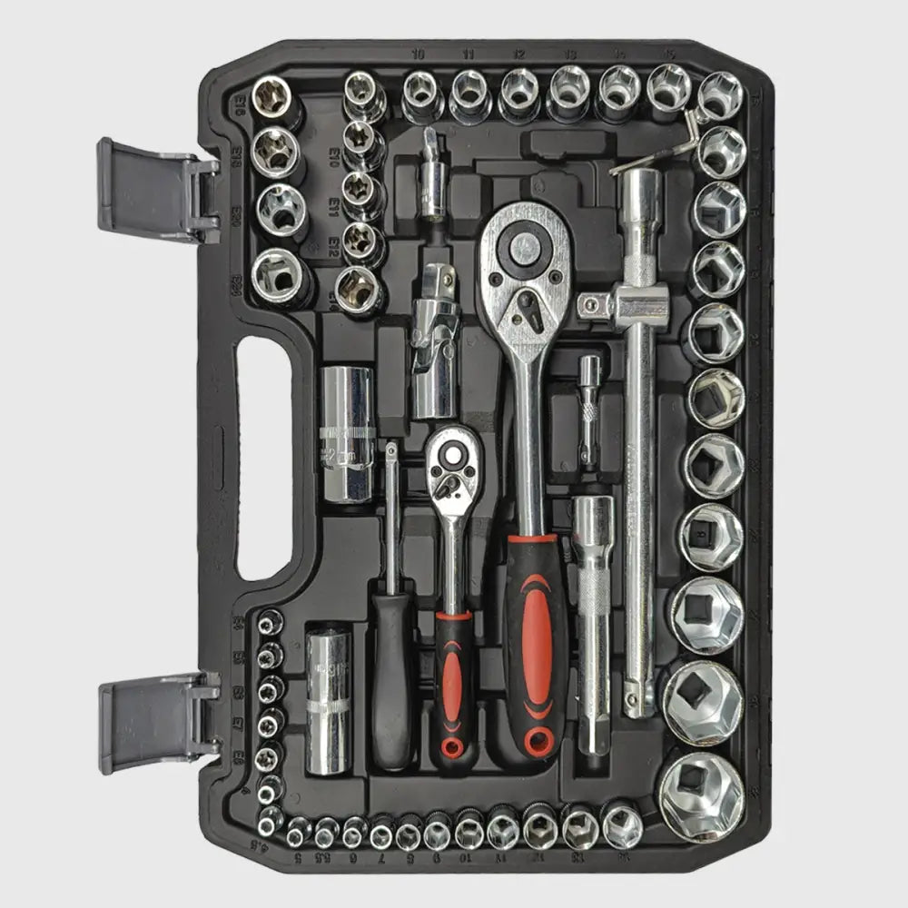 Ratschen-Steckschlüsselset 108-teilig, Chrom-Vanadium-Stahl | 1/2" und 1/4" Antrieb mit Torx-Nüssen | Inklusive Koffer 6