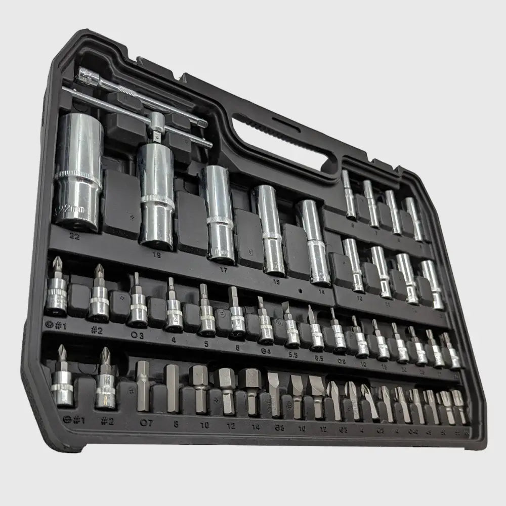 Ratschen-Steckschlüsselset 108-teilig, Chrom-Vanadium-Stahl | 1/2" und 1/4" Antrieb mit Torx-Nüssen | Inklusive Koffer 1