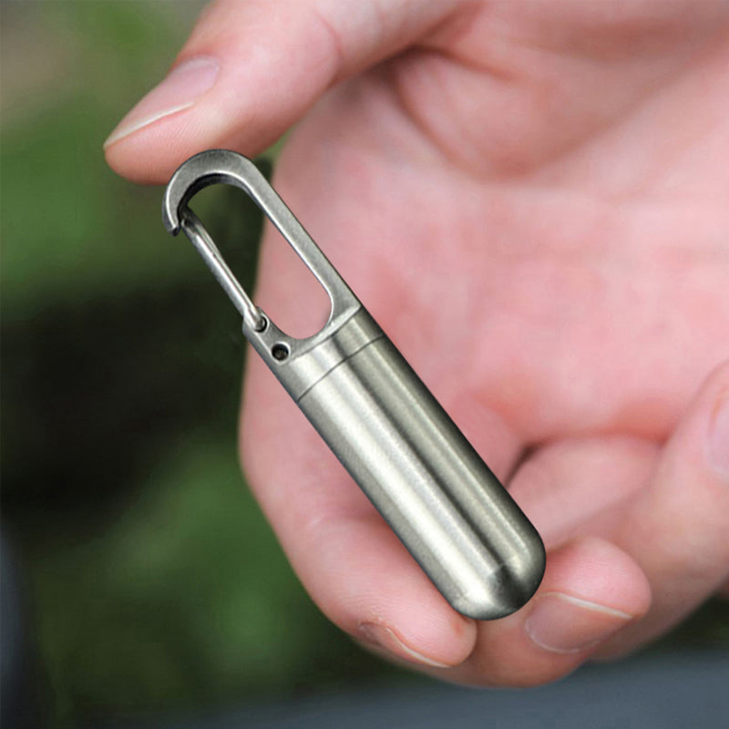 Přenosná krabička na léky z nerezové oceli | Vodotěsná s O-kroužkem | 4ml pilulka s klíčenkou | Pillox