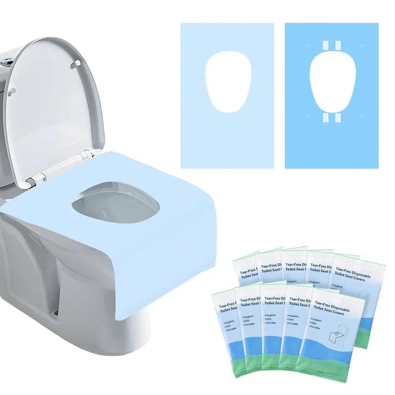 10er-Packung Einweg-Toilettensitzbezüge | Doppellagig Wasserdicht | Einzeln Verpackt | PureSeat