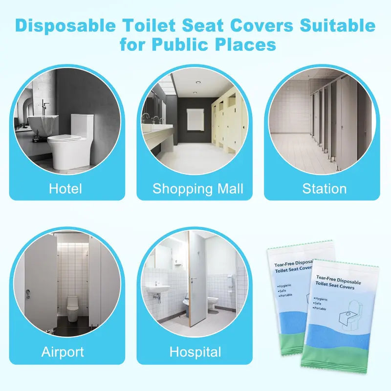 10er-Packung Einweg-Toilettensitzbezüge | Doppellagig Wasserdicht | Einzeln Verpackt | PureSeat