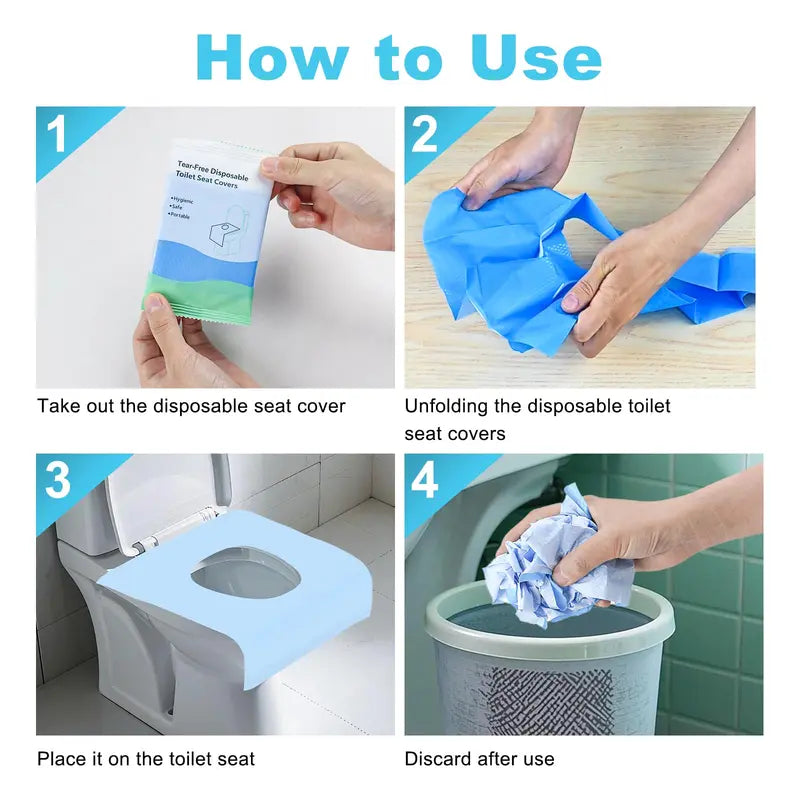 10er-Packung Einweg-Toilettensitzbezüge | Doppellagig Wasserdicht | Einzeln Verpackt | PureSeat