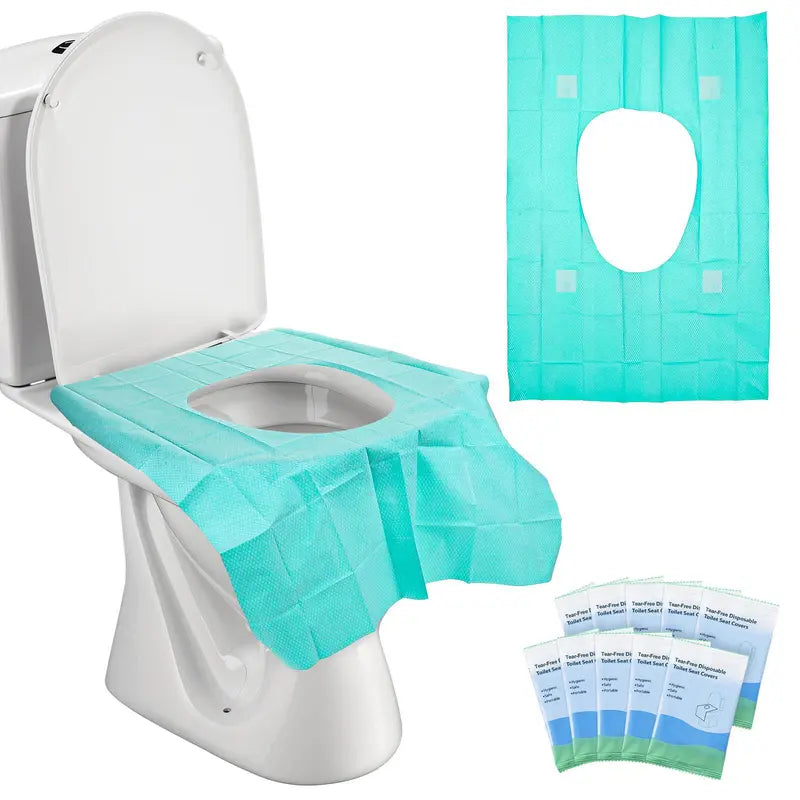 10er-Packung Einweg-Toilettensitzbezüge | Doppellagig Wasserdicht | Einzeln Verpackt | PureSeat