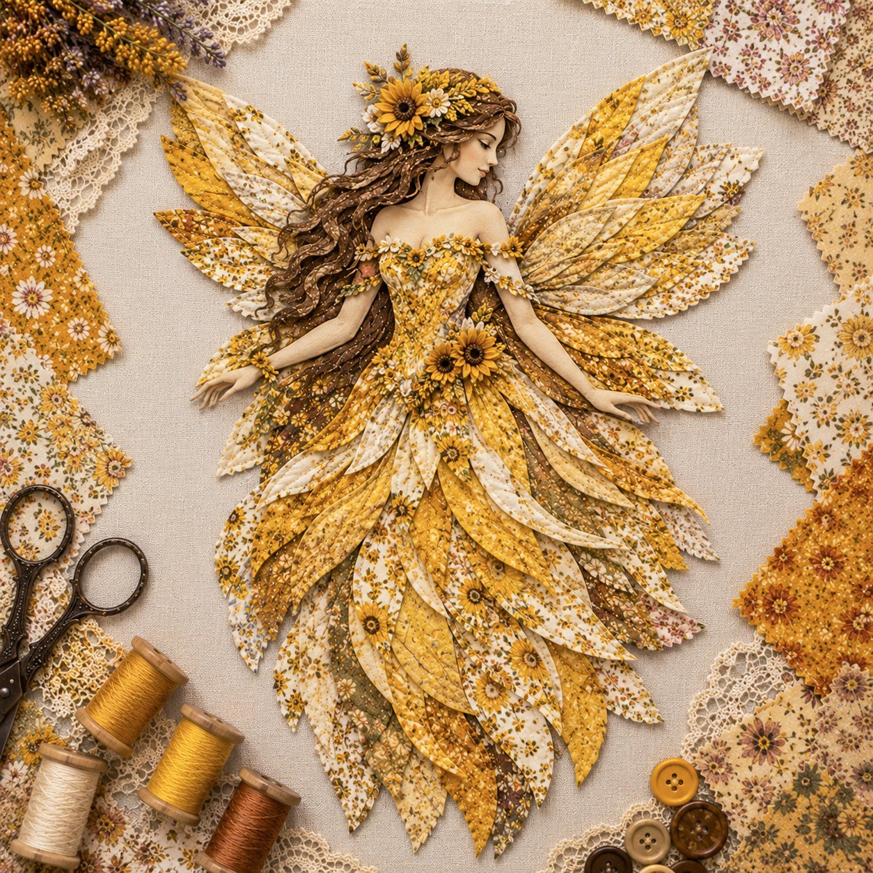 Sada Feen Patchwork DIY | Víla z květinových látek | Začátečnicky přátelská sada pro tvoření | PatchBloom