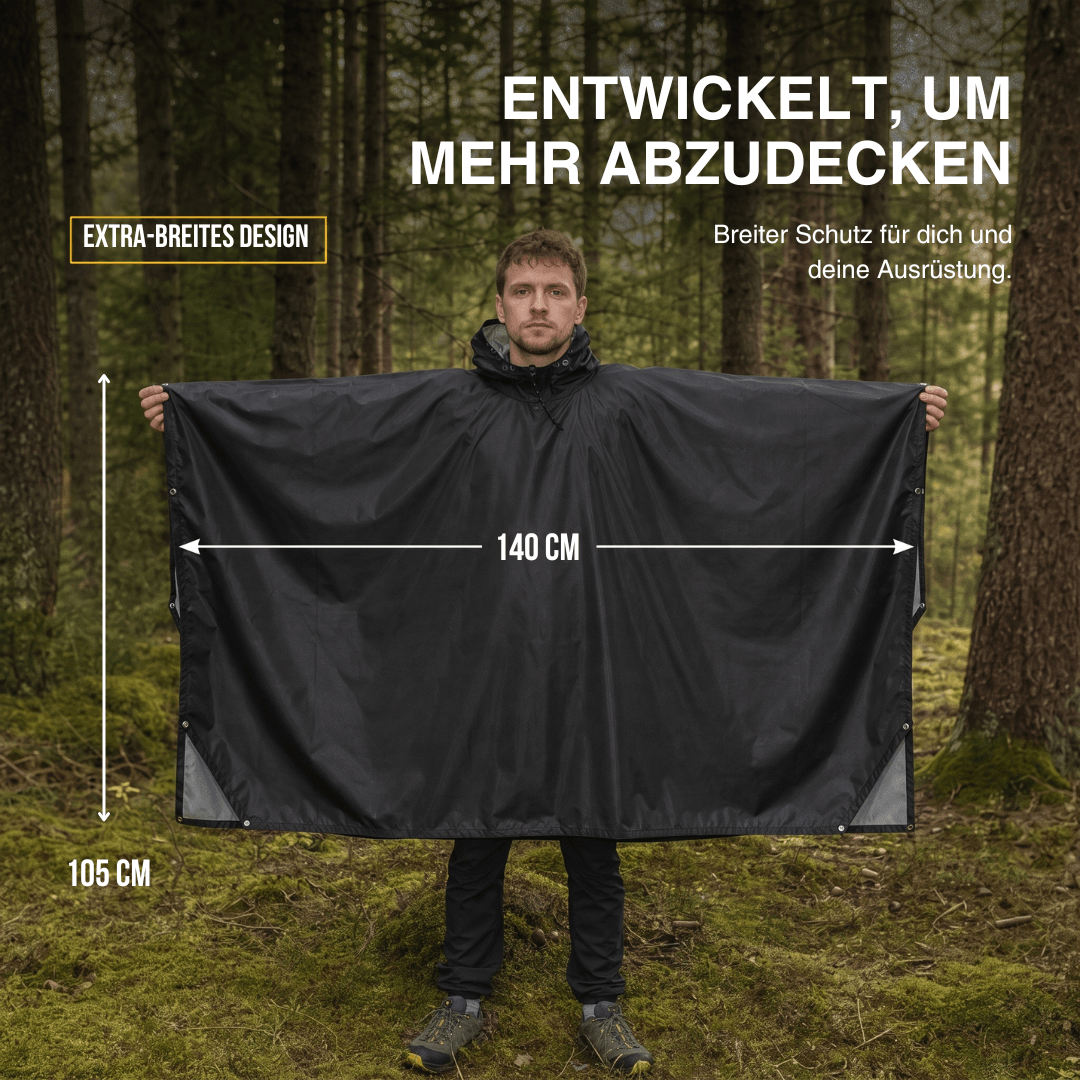 Regenponcho Damen 3 in 1 | Wasserdicht mit Kapuze und Ärmeln | Einheitsgröße in Dunkelblau, Waldgrün oder Schwarz 25