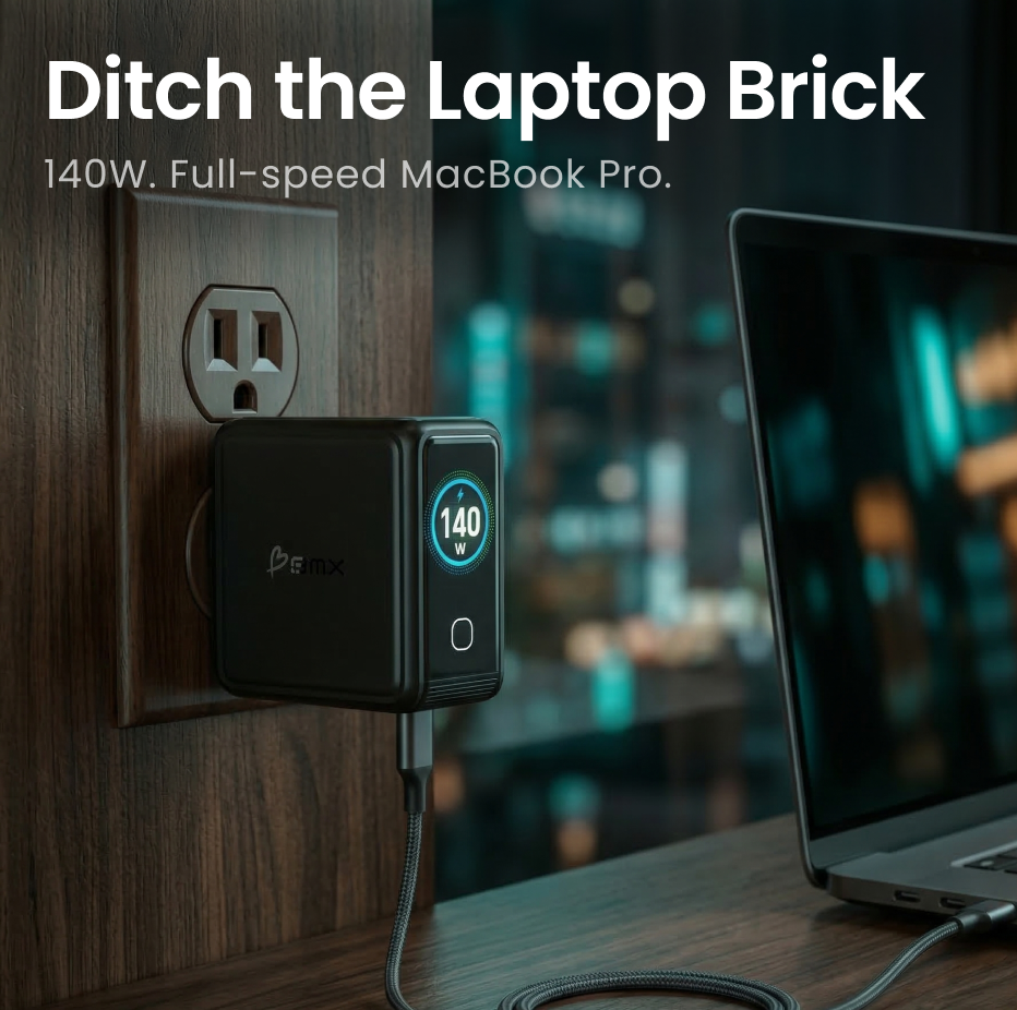 140W GaN Ladegerät mit 4 Anschlüssen | USB-C, USB-A & LCD-Display | Schnellladefunktion für Laptop, Smartphone & Tablet weltweit 2