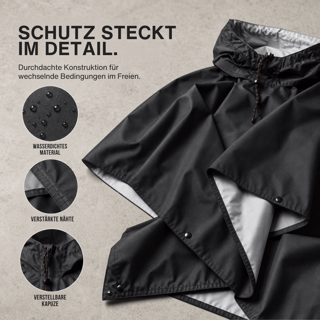 Regenponcho Damen 3 in 1 | Wasserdicht mit Kapuze und Ärmeln | Einheitsgröße in Dunkelblau, Waldgrün oder Schwarz 24