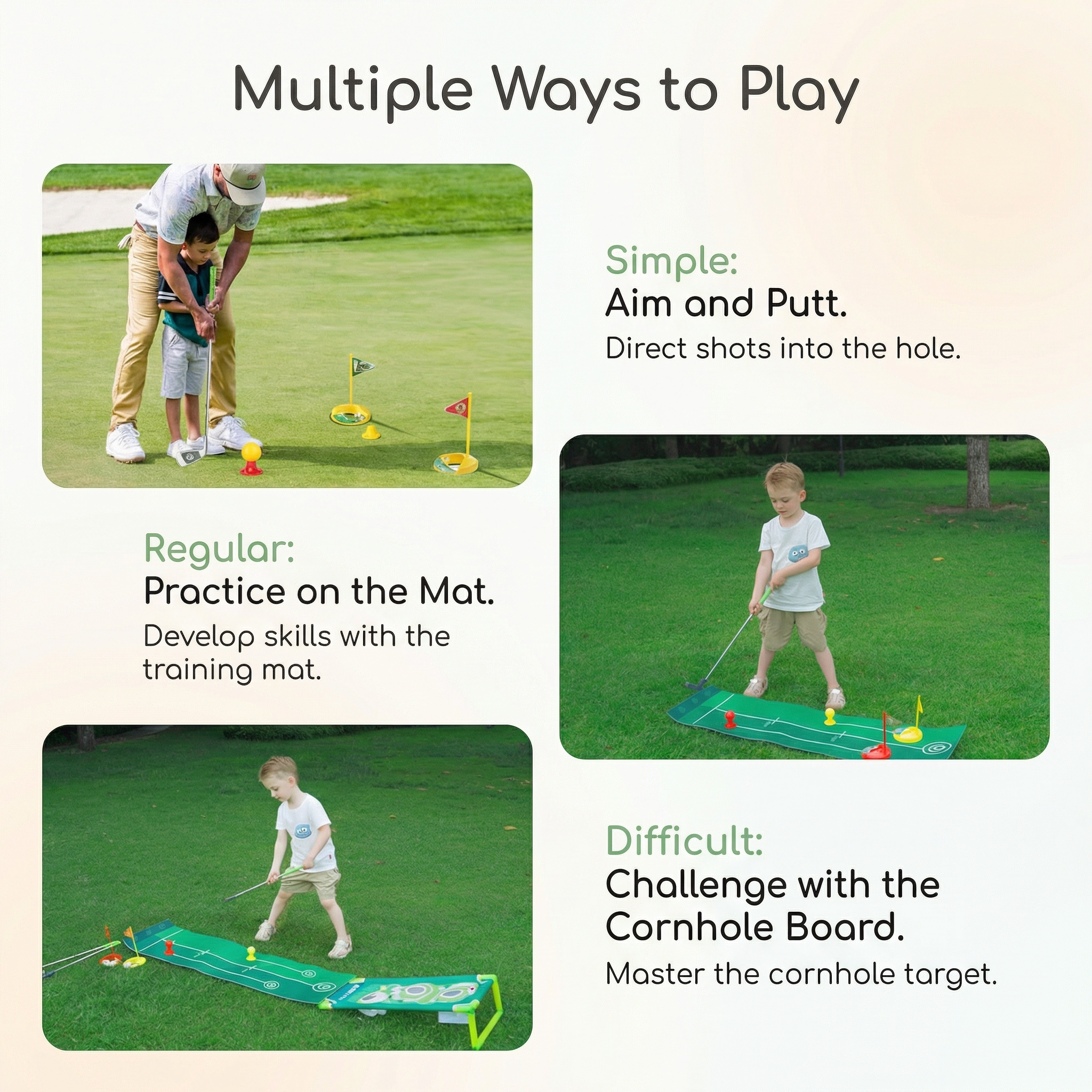 Přenosný trénink mini golfu | Sada puttingové podložky | Vnitřní i venkovní použití | Fairwayfix