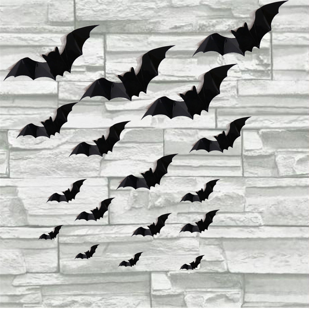 Fledermaus Wandsticker Halloween | 24 Stück, 3D Design | Selbstklebend, DIY Wanddeko ohne Bohren für Gruselpartys und Fensterdeko