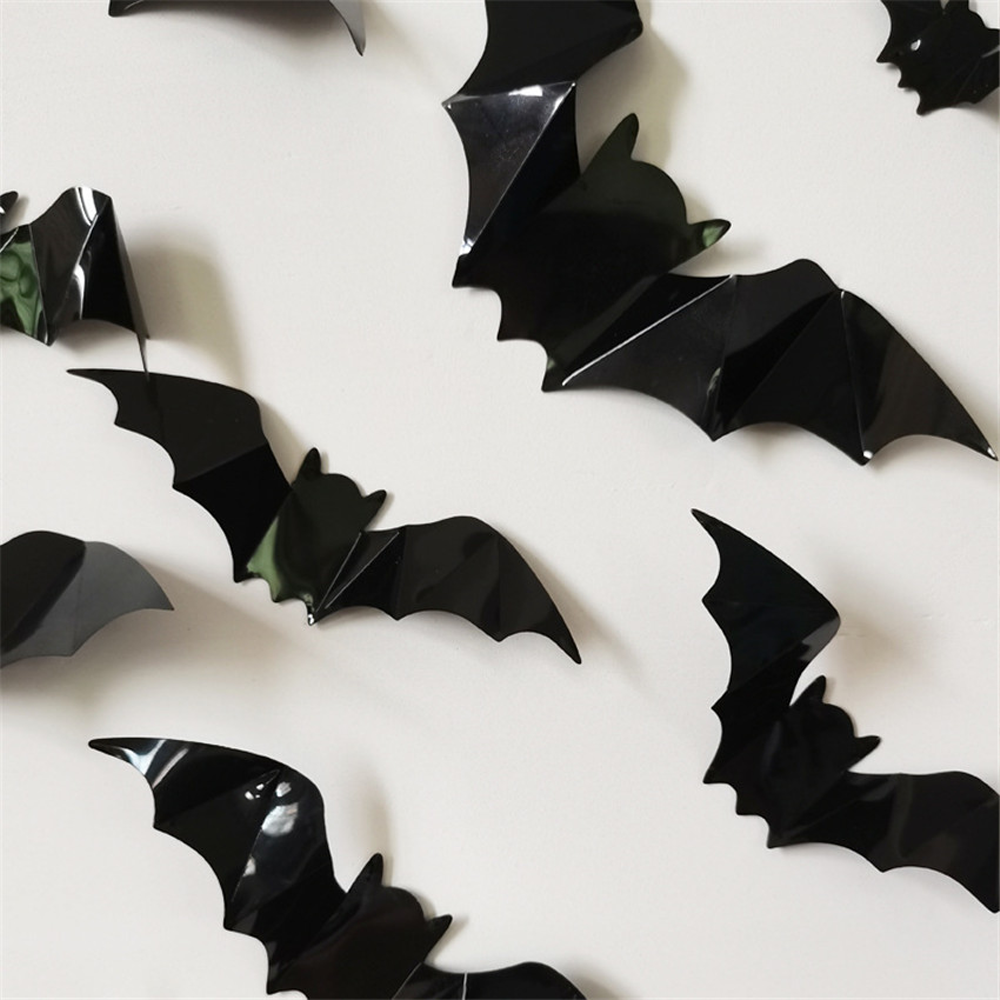Fledermaus Wandsticker Halloween | 24 Stück, 3D Design | Selbstklebend, DIY Wanddeko ohne Bohren für Gruselpartys und Fensterdeko