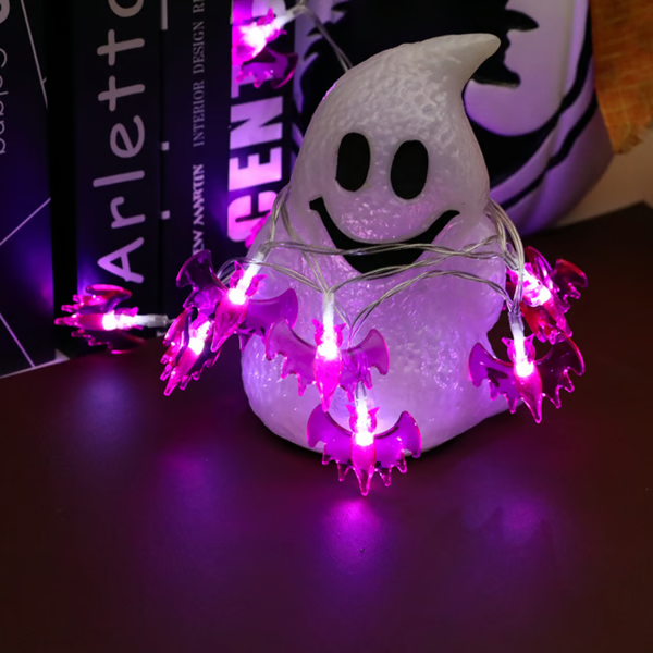 Halloween Fledermaus Lichterkette | LED Lichterkette für innen und außen | Wetterfestes PVC-Material für Garten und Eingang 5