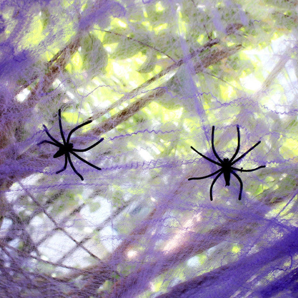 Halloween Spinnennetz Deko mit Kunstspinne | Dehnbar für Innen und Außen | Für Garten, Eingang, Terrasse und Halloween-Party