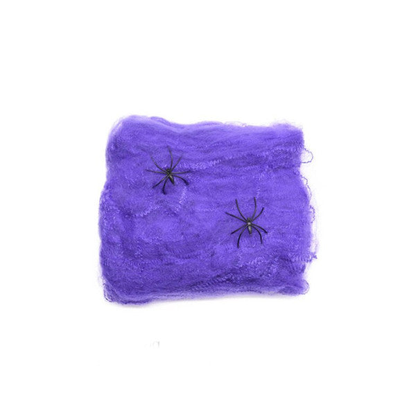 Halloween Spinnennetz Deko mit Kunstspinne | Dehnbar für Innen und Außen | Für Garten, Eingang, Terrasse und Halloween-Party