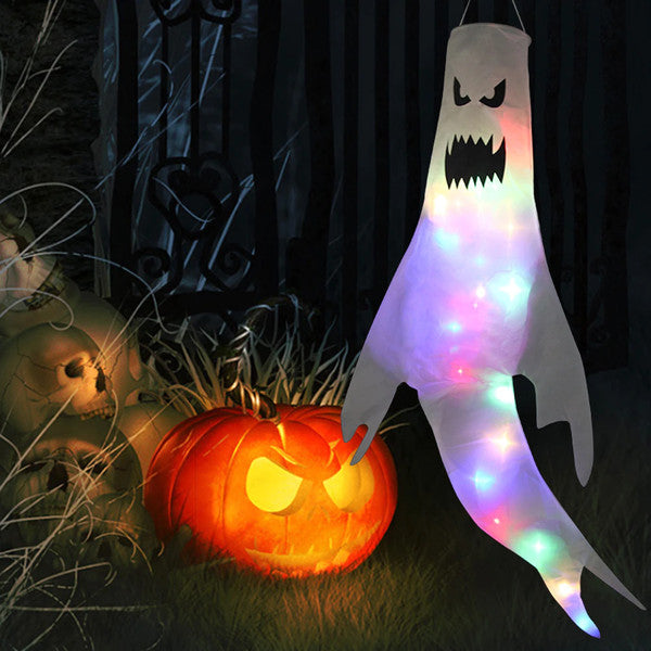 Fliegender Geist Halloween Deko | Mit LED-Beleuchtung, aus Stoff | Wiederverwendbare Hängefigur für mehrere Partyanlässe 1