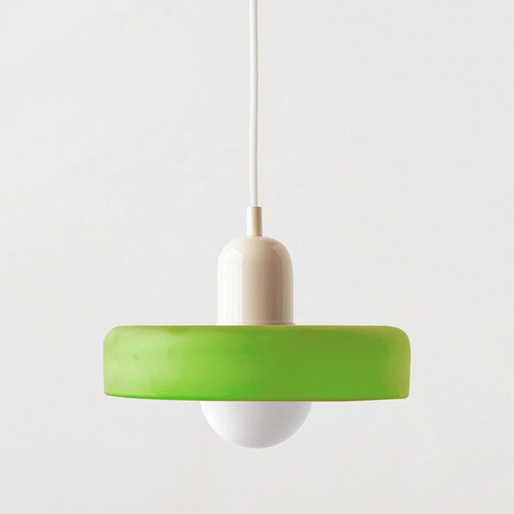 Glas-Pendelleuchte Bauhaus-Stil | Rundes Buntglas mit verstellbarer Hängehöhe | Ideal für Wohnzimmer, Küche und Flur 56
