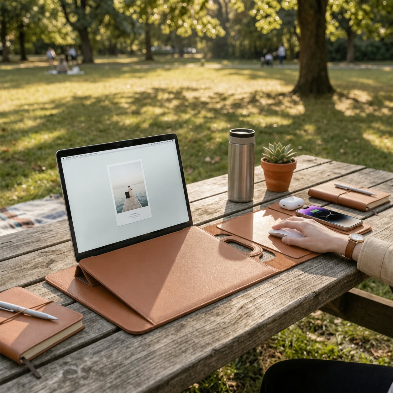 3v1 Skládací bezdrátová nabíjecí stanice | do tašky na notebook | Nabíjí telefon, chytré hodinky a sluchátka | DeskFold