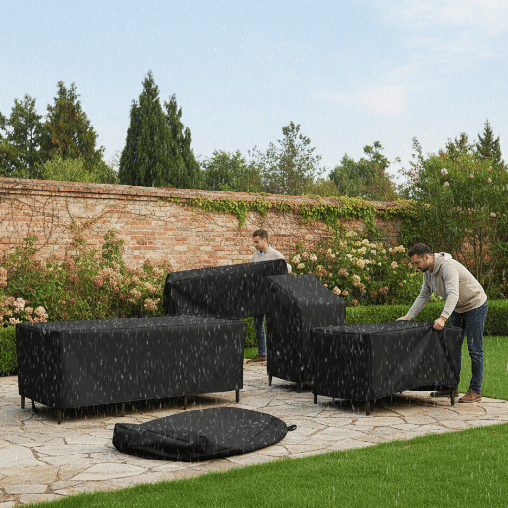 Möbelabdeckung Polyester Wasserdicht | Schwarz oder Silber, 12 Größen 80–152 cm | UV- und Frostschutz für Gartenmöbel 3
