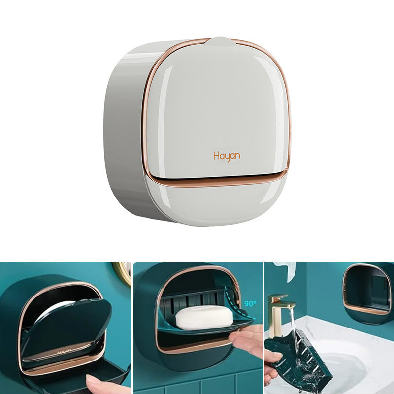 Vodotěsná mýdlenka | Odkapávací box na montáž na zeď | Kompaktní a úsporná na místo | Cleanlodge