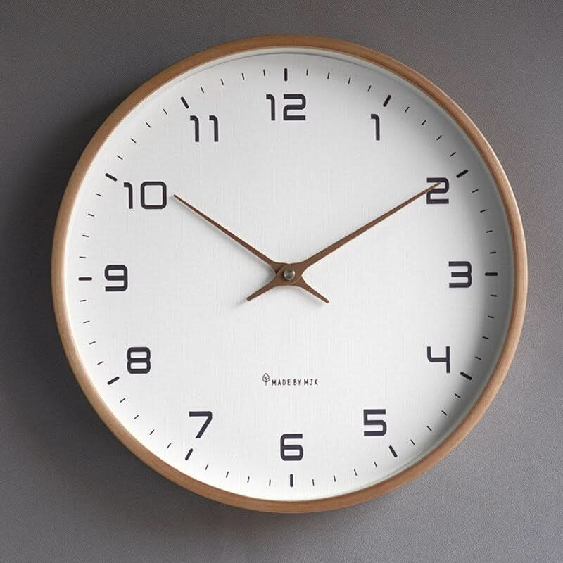 Holz-Wanduhr 25x25 cm oder 30x30 cm | Skandinavisches Design in Braun oder Creme | Lautloses Quarzuhrwerk für Wohnzimmer 7