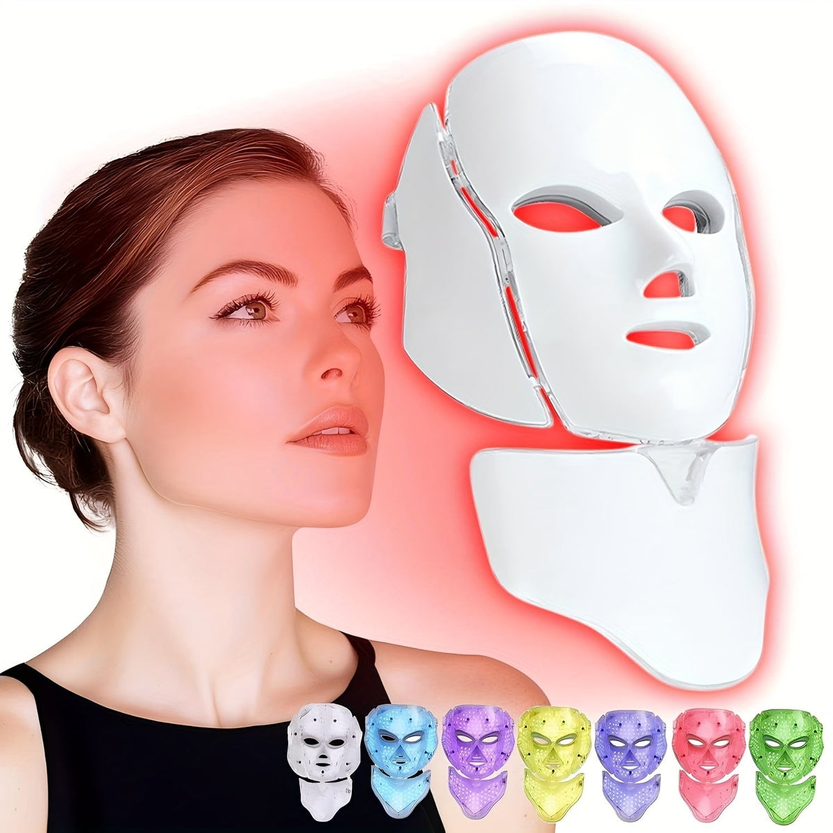 LED Gesichtsmaske für Frauen 7 Farben | USB-wiederaufladbar 1200 mAh | Reduziert Schwellungen & dunkle Augenringe 3