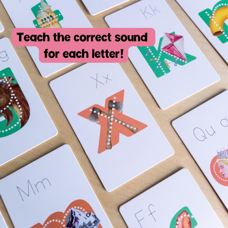 Vorschul-Alphabet-Werkzeug | mit Bild-Eselsbrücken & Kleinbuchstaben | Lernkarten mit Magnetbox | ReadyRead