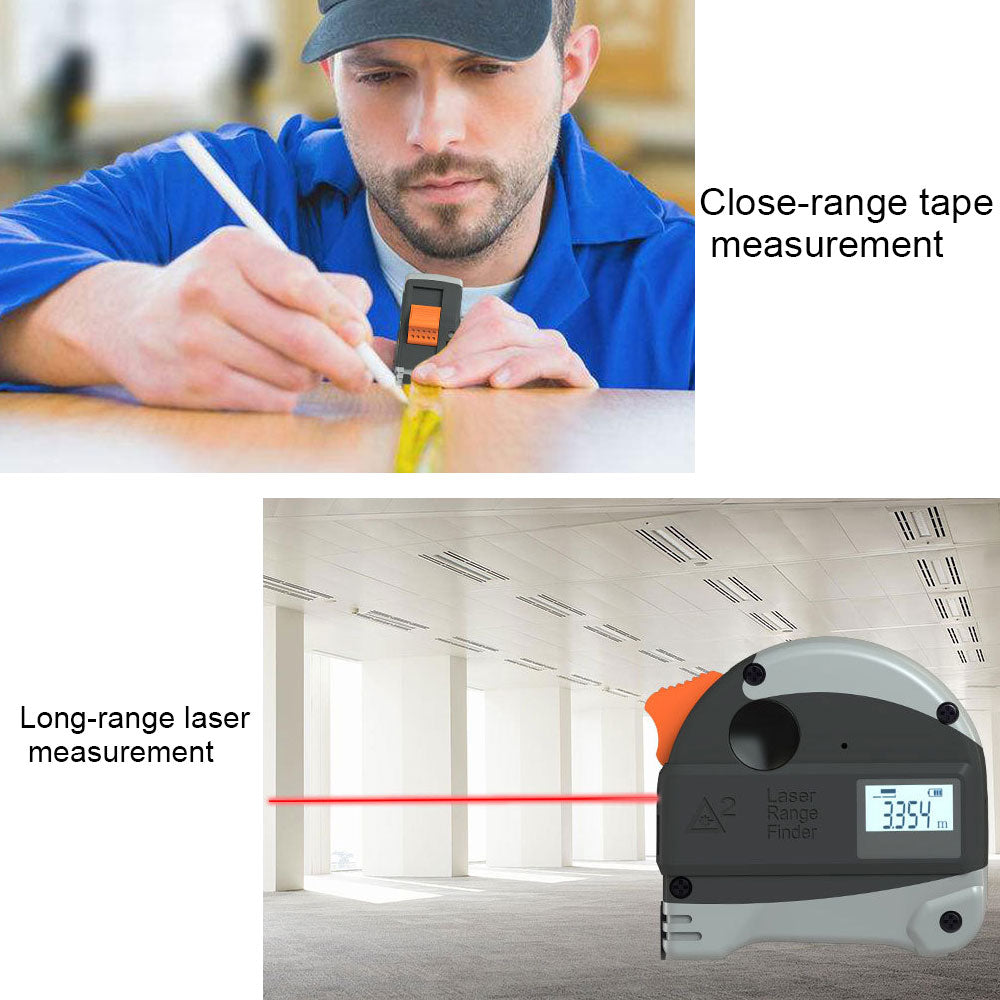 2in1 Laser-Entfernungsmesser mit Stahlmaßband | Misst bis zu 40 m, Metrisch & Imperial | USB-Akku, LCD-Display, stoßfest 6