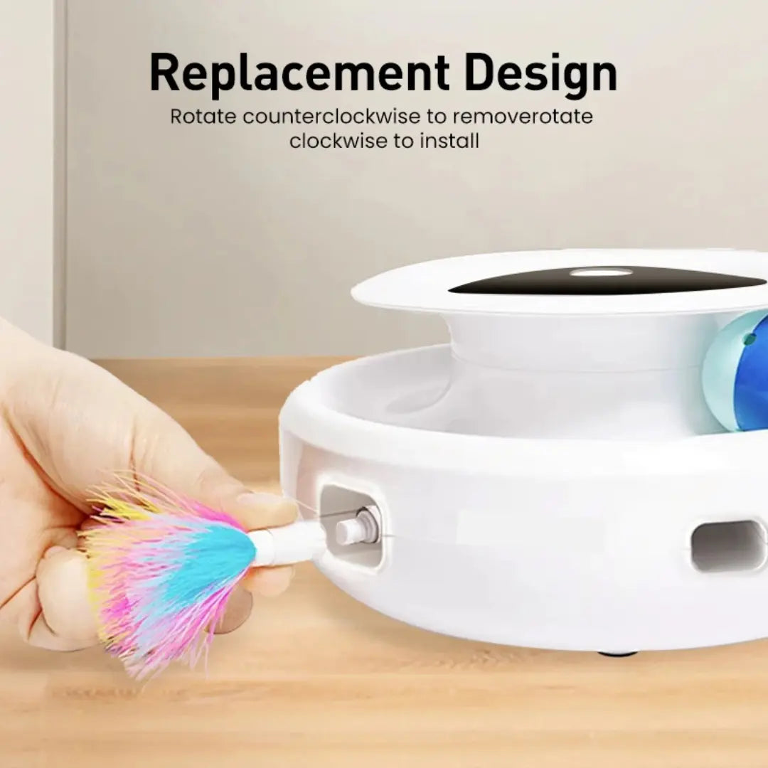 2-in-1-Smart-Katzenspielzeug | Federwedel, Ball & LED | Selbstbeschäftigend | PurrPlay