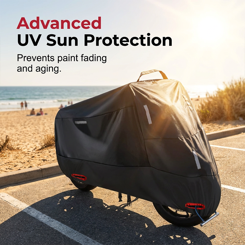 Husă impermeabilă pentru motocicletă | Material Oxford | Benzi reflectorizante și deschideri întărite pentru lacăt | StormShell
