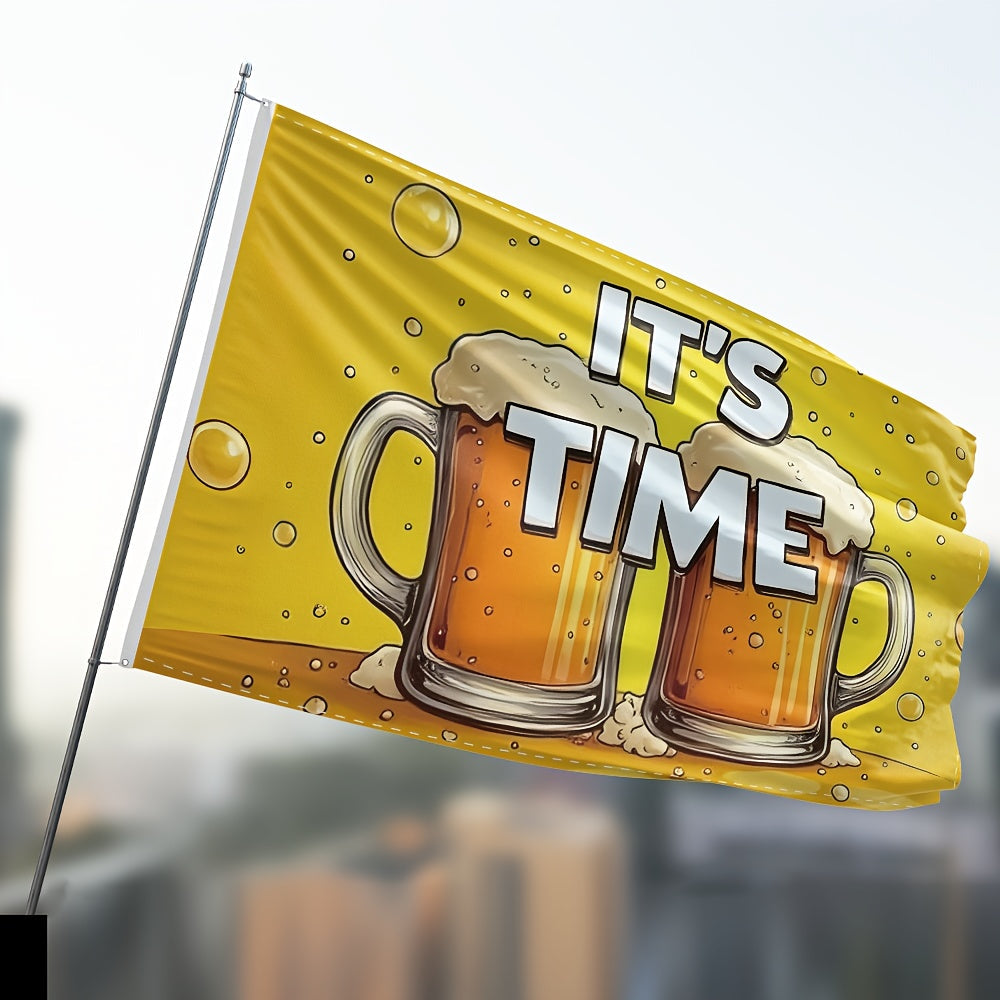 Oktoberfest Deko-Flagge mit Bierkrug-Motiv | Großformat 150 x 90 cm | Wetterfest aus robustem Polyester, mit Ösen 5