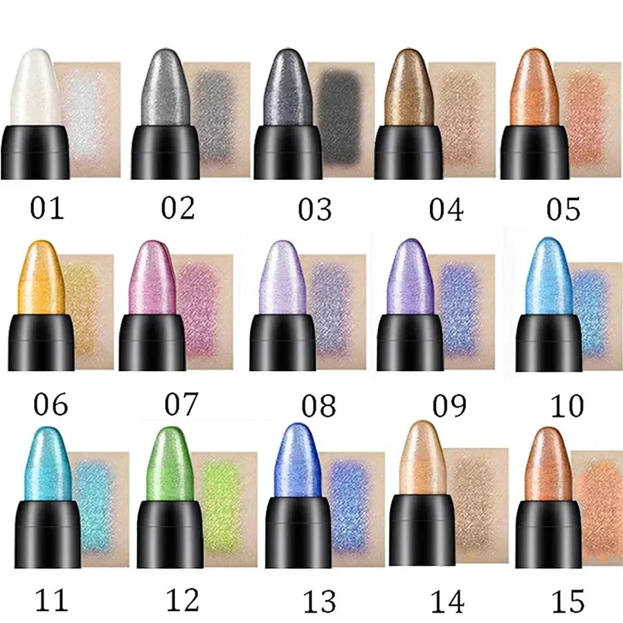 Glitzer-Lidschattenstift 15 Farben | Wasserfest & Wischfest | Cremige Formel mit Metallic- und Glitzer-Finish für Augen 23