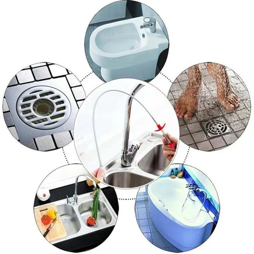 Abfluss-Reinigungshaken Ohne Chemie | Federstahl Rostfrei, 60 cm, Flexibel | Für Küche, Bad & Dusche, Wiederverwendbar 2
