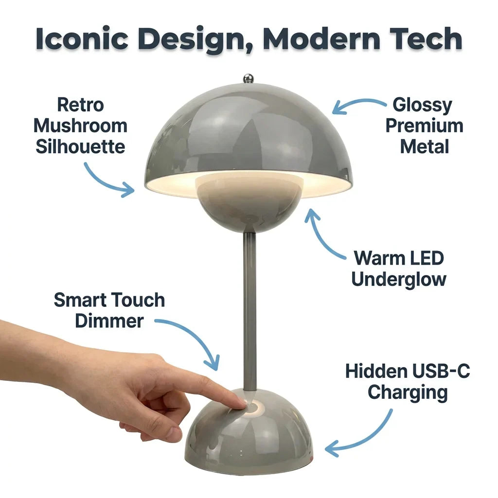 Kabellose Tischlampe retro touch-dimmbar kompakt mit 3 Helligkeitsstufen 2