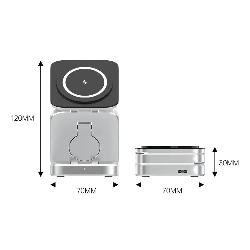 3-in-1 Kabellose Ladestation für Smartphone, Smartwatch und Kopfhörer | USB-C Anschluss | Faltbar mit 5-fachem Schutz 3